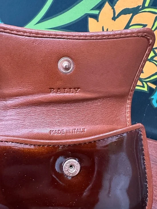 Vintage Bally Patent Leather Coin Pouch Key Ring Y2K Brown - Picture 10 of 10